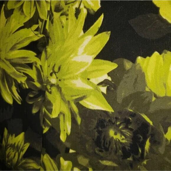 Y2K Michael Kors Black Floral Pencil Skirt Size 8 Lime Green Bold Print Workwear - Picture 6 of 6